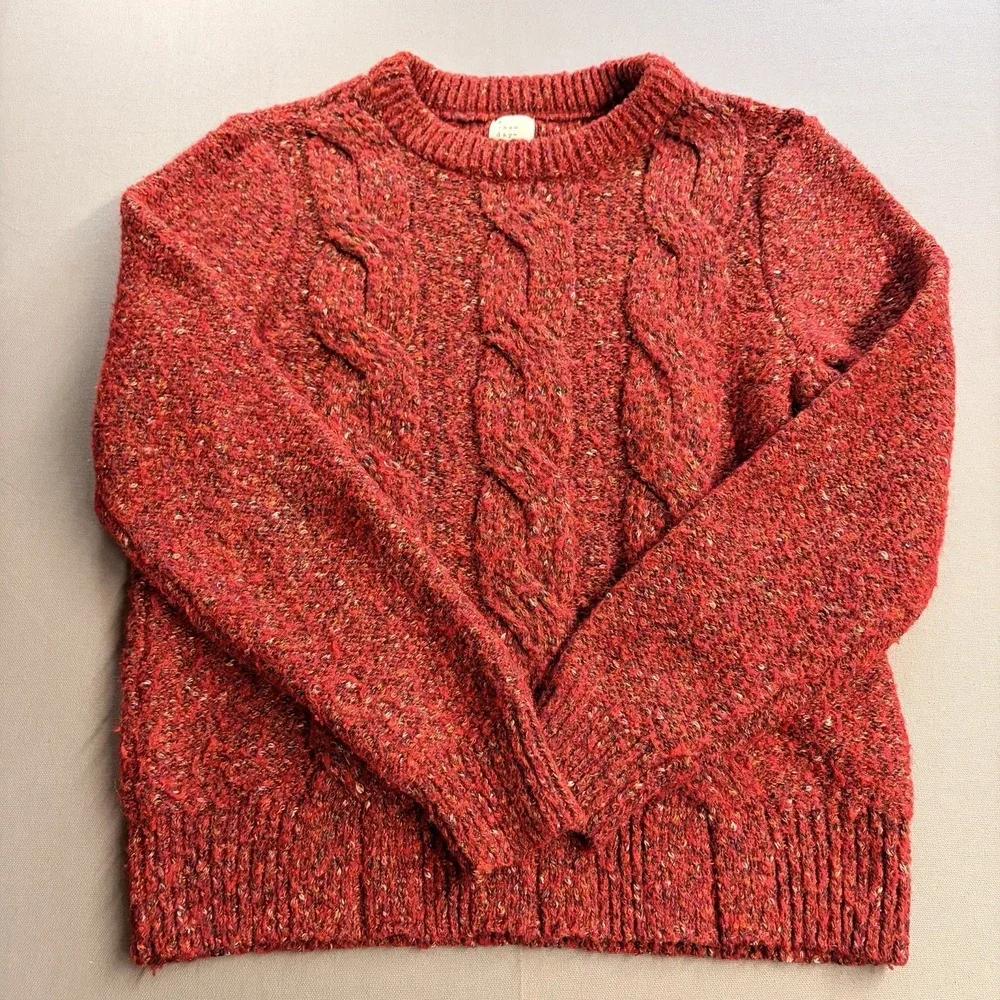A New Day Crewneck Cable Knit Pullover Sweater Red Confetti Womens Medium